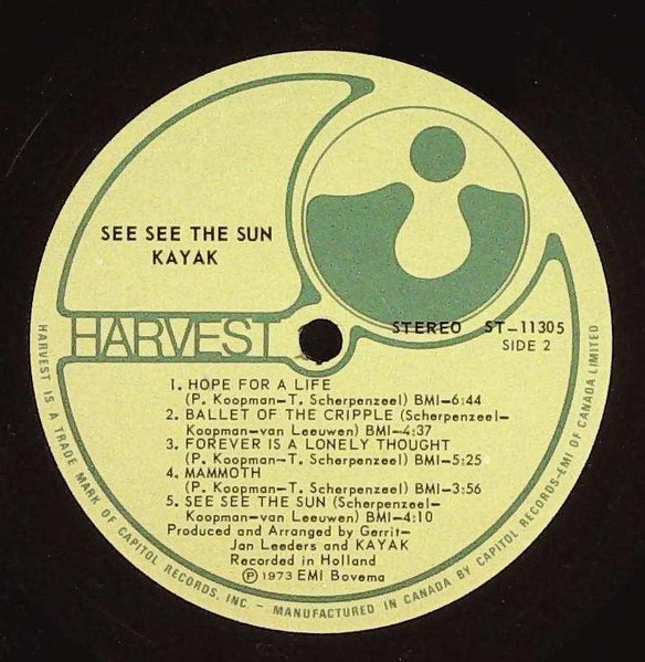 Kayak - See See The Sun | Harvest (ST-11305) - 4
