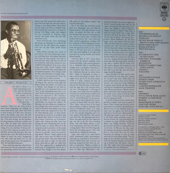 Louis Armstrong - Chicago Concert - 1956 | CBS (CBS 88496) - 2 Louis Armstrong - Chicago Concert - 1956 | CBS (CBS 88496) - 2