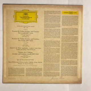 Johann Sebastian Bach , David Oistrach , Igor Oistrach - Violinkonzerte In A-moll Und E-Dur / Konzert Für Zwei Violinen In D-Moll [Vinyl] | Deutsche Grammophon (138 820 SLPM) - 2