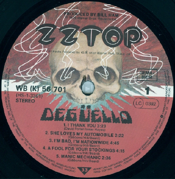 ZZ Top - Degüello | Warner Bros. Records (WB 56 701) - 3