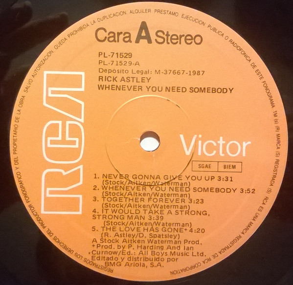 Rick Astley - Whenever You Need Somebody | RCA Victor (PL 71529) - 3