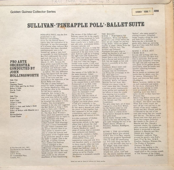 Sir Arthur Sullivan - Pro Arte Orchestra Conducted By John Hollingsworth - Pineapple Poll | Pye Records (GSGC 14090) - 2 Sir Arthur Sullivan - Pro Arte Orchestra Conducted By John Hollingsworth - Pineapple Poll | Pye Records (GSGC 14090) - 2