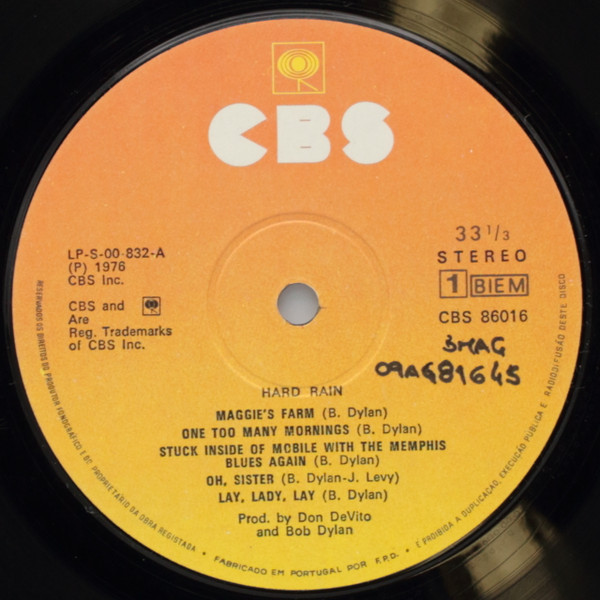 Bob Dylan - Hard Rain | CBS (CBS 86016) - 3
