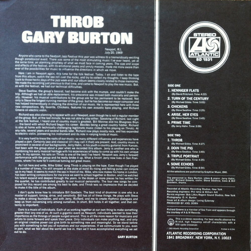 Gary Burton - Throb | Atlantic (SD 1531) - 3 Gary Burton - Throb | Atlantic (SD 1531) - 3