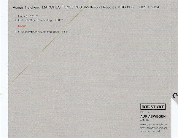 Asmus Tietchens - Marches Funèbres | Die Stadt (DS 112) - 2