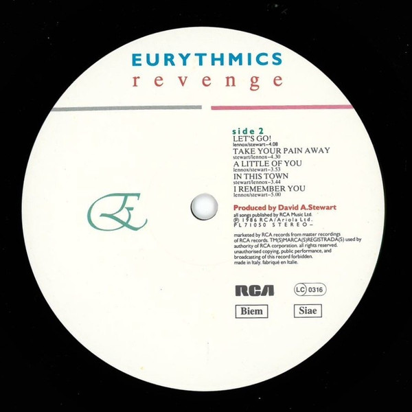 Eurythmics - Revenge | RCA (PL 71050) - 4 Eurythmics - Revenge | RCA (PL 71050) - 4