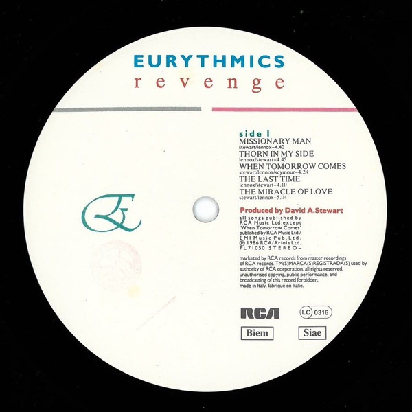 Eurythmics - Revenge | RCA (PL 71050) - 3 Eurythmics - Revenge | RCA (PL 71050) - 3