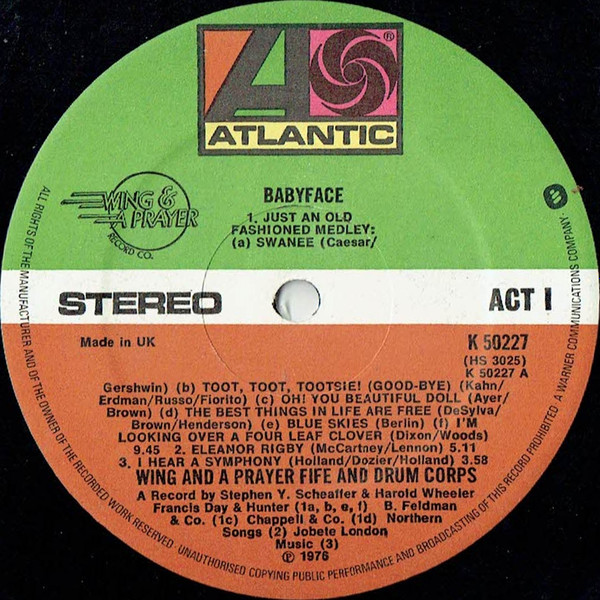 Wing And A Prayer Fife And Drum Corps. - Babyface | Atlantic (K 50227) - 3