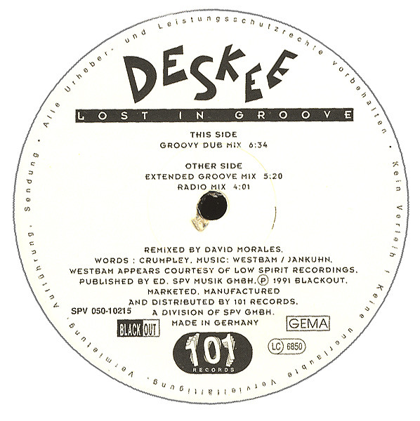 Deskee - Lost In Groove (David Morales Remix) | 101 Records (SPV 050-10215) - 3 Deskee - Lost In Groove (David Morales Remix) | 101 Records (SPV 050-10215) - 3