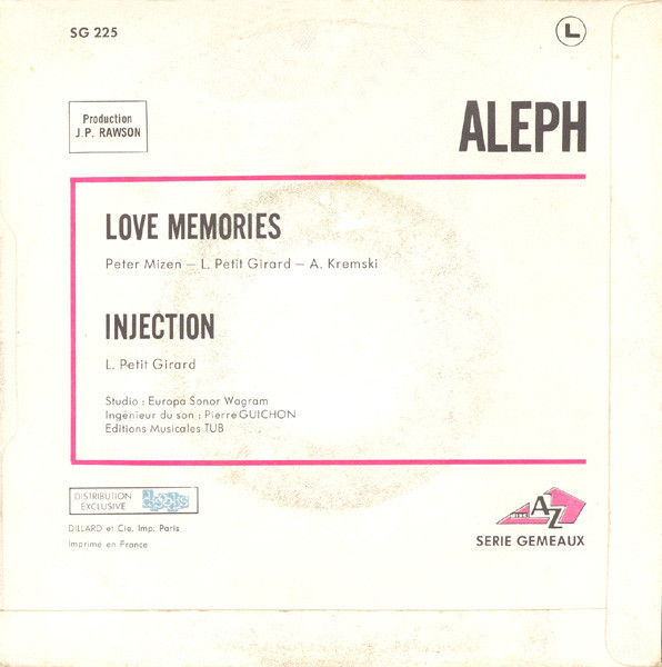 Aleph - Love Memories / Injection | Disc'Az (AZ 10 610) - 2