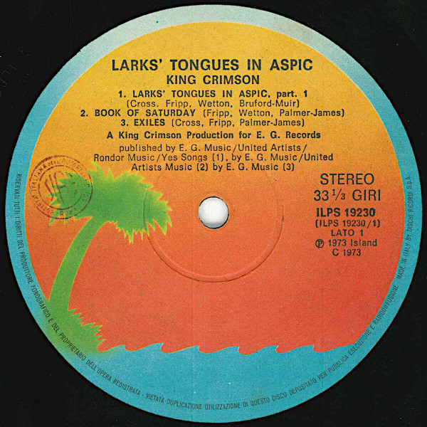 King Crimson - Larks' Tongues In Aspic | Island Records (ILPS 19230) - 3