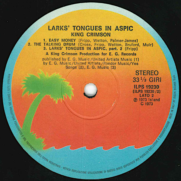 King Crimson - Larks' Tongues In Aspic | Island Records (ILPS 19230) - 4