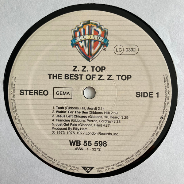 ZZ Top - The Best Of ZZ Top | Warner Bros. Records (WB 56 598) - 2