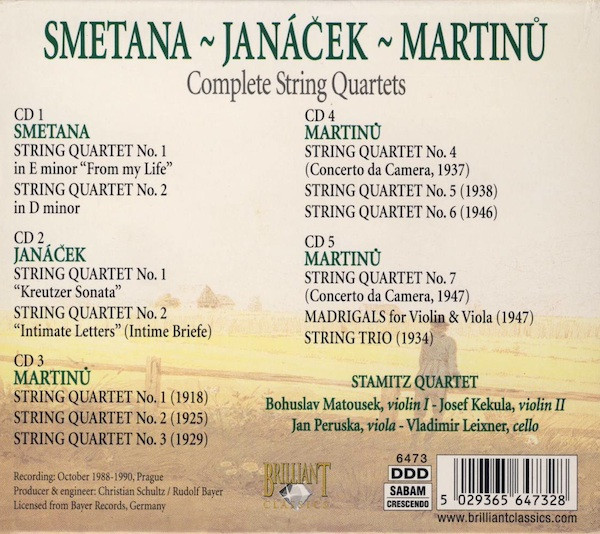 Bedřich Smetana ∼ Leoš Janáček ∼ Bohuslav Martinů , Stamic Quartet - Czech Masters (Complete String Quartets) | Brilliant Classics (6473) - 2