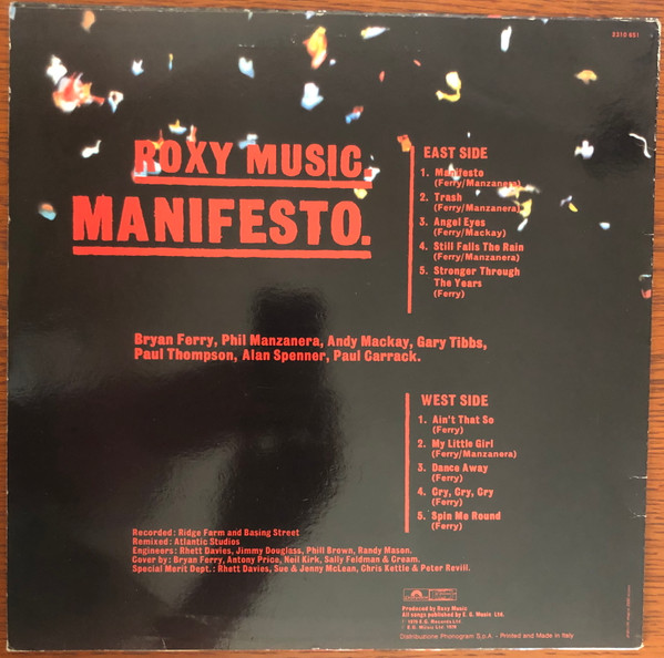 Roxy Music - Manifesto | EG (2310 651) - 2 Roxy Music - Manifesto | EG (2310 651) - 2
