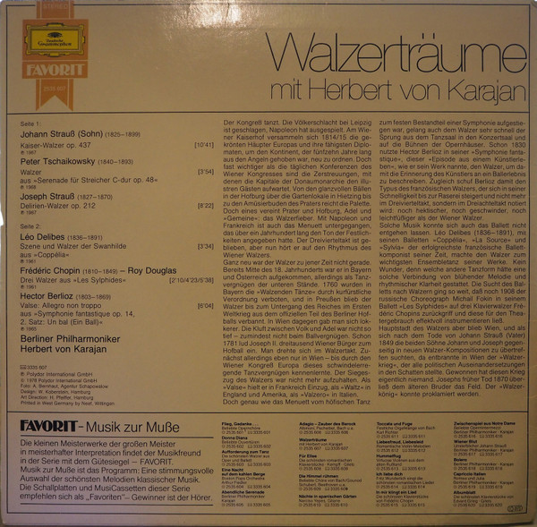 Herbert von Karajan , Berliner Philharmoniker - Walzerträume | Deutsche Grammophon (2535 607) - 2