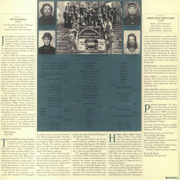 Pauline Oliveros - The Wanderer | Important Records (IMPREC141) - 2 Pauline Oliveros - The Wanderer | Important Records (IMPREC141) - 2