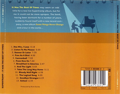 Supertramp - It Was The Best Of Times | EMI (7243 4 99389 2 2) - main