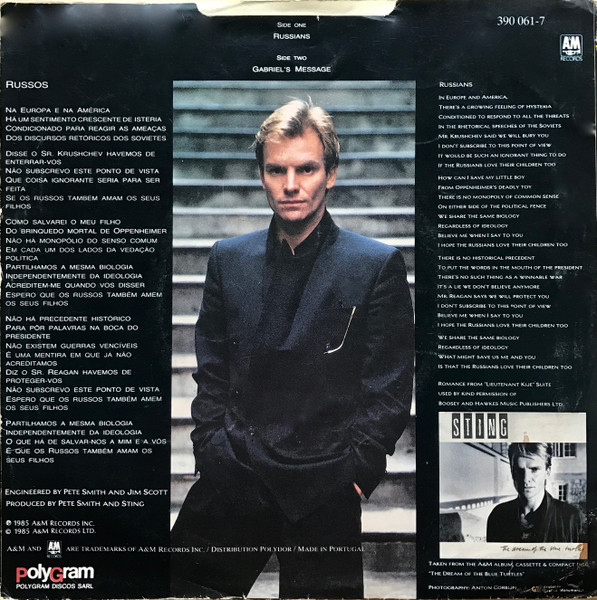 Sting - Russians | A&M Records (390 061-7) - 2