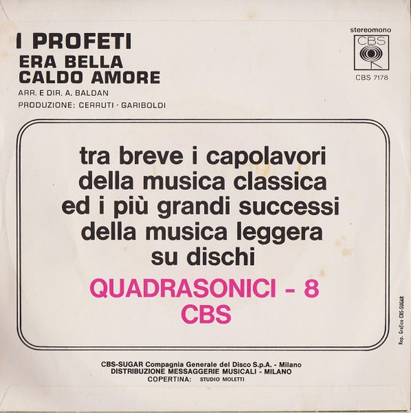 I Profeti - Era Bella | CBS (CBS 7178) - 2
