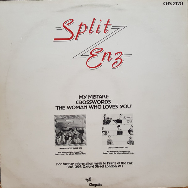 Split Enz - My Mistake C/W Crosswords | Chrysalis (CHS 2170) - 2