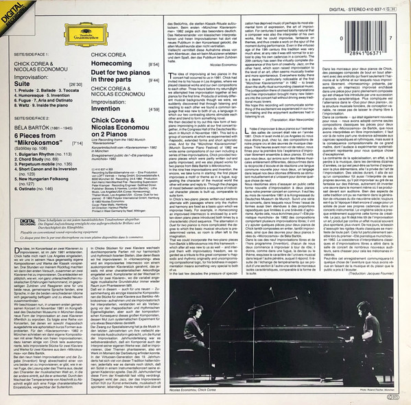 Chick Corea & Nicolas Economou - On Two Pianos | Deutsche Grammophon (410 637-1) - 2 Chick Corea & Nicolas Economou - On Two Pianos | Deutsche Grammophon (410 637-1) - 2