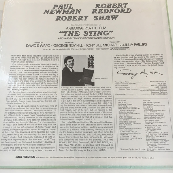 Marvin Hamlisch - The Sting (Original Motion Picture Soundtrack) | MCA Records (MCA-37091) - 2
