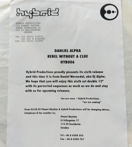 Danijel Alpha - Rebel Without A Clue | Hybrid (HYB 006) - main Danijel Alpha - Rebel Without A Clue | Hybrid (HYB 006) - main