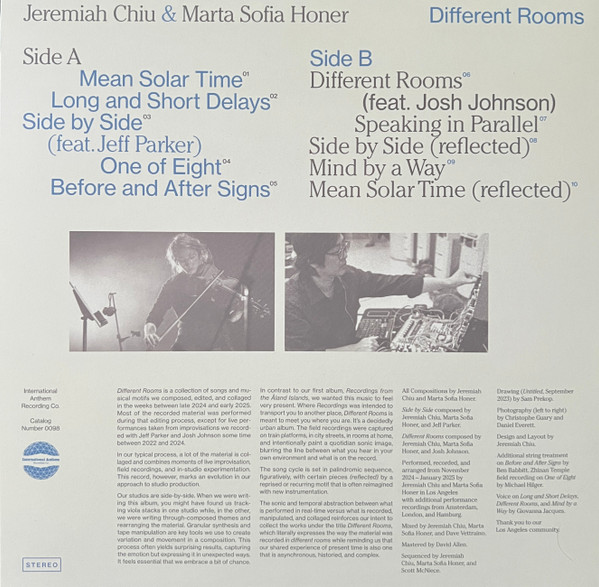 Jeremiah Chiu & Marta Sofia Honer - Different Rooms | International Anthem Recording Company (IARC0098) - 2 Jeremiah Chiu & Marta Sofia Honer - Different Rooms | International Anthem Recording Company (IARC0098) - 2