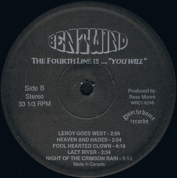 Bent Wind - The Fourth Line Is... "You Will" | Psychedome Records (WRC1-6245) - 3