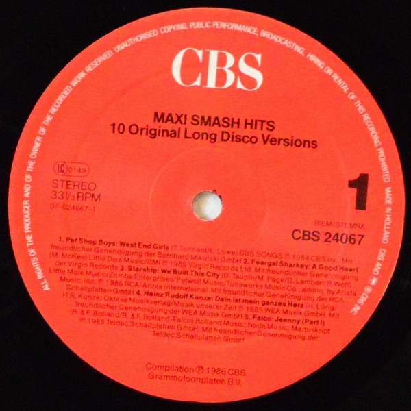 Various - Maxi Smash Hits (10 Original Long Disco Versions) | CBS (24067) - 3
