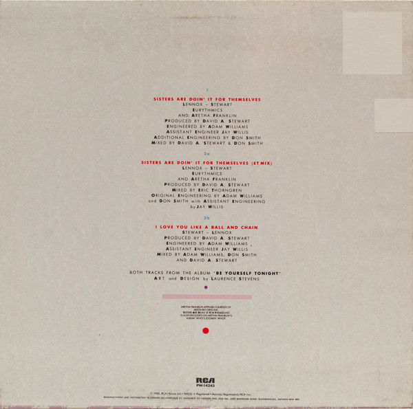 Eurythmics And Aretha Franklin - Sisters Are Doin' It For Themselves (12") [Vinyl] | RCA Victor (PW-14243) - 2