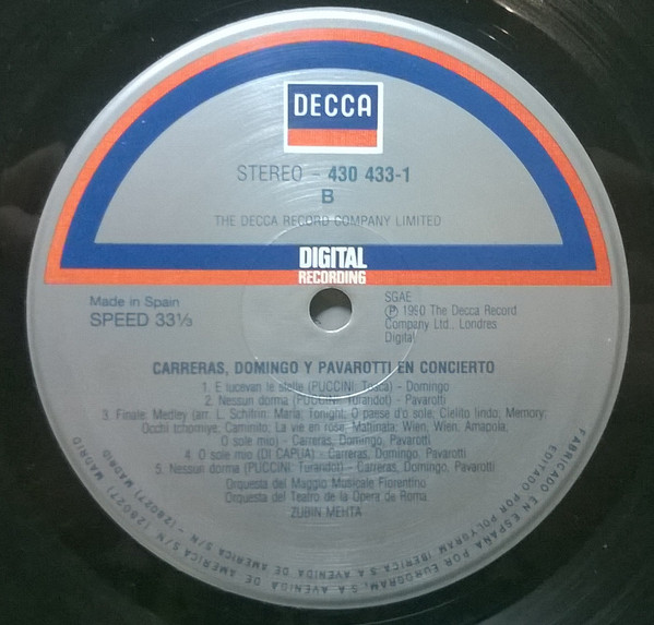 José Carreras , Placido Domingo , Luciano Pavarotti , Zubin Mehta - In Concert | Decca (430 433-1) - 4
