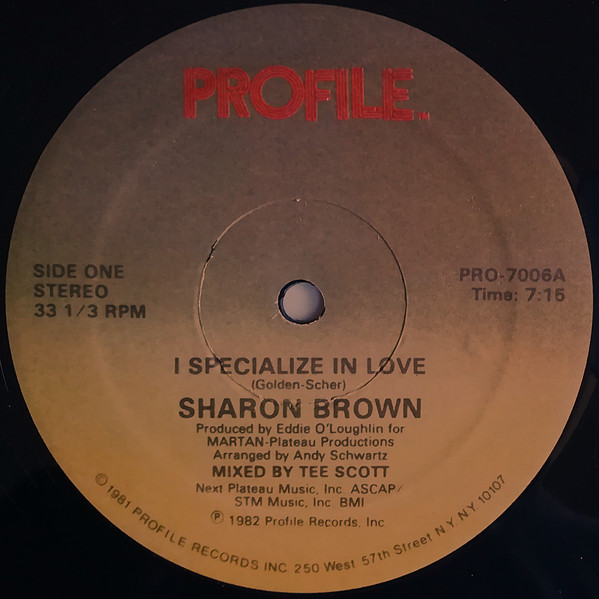 Sharon Brown - I Specialize In Love | Profile Records (PRO-7006)