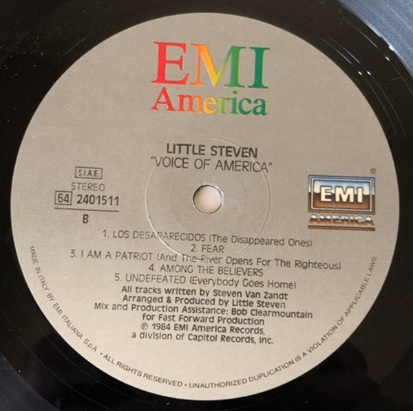 Little Steven - Voice Of America | EMI America (64 2401511) - 4 Little Steven - Voice Of America | EMI America (64 2401511) - 4
