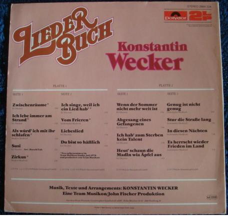 Konstantin Wecker - Liederbuch | Polydor (2664 224) - 3