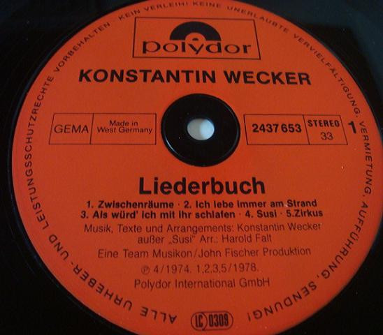 Konstantin Wecker - Liederbuch | Polydor (2664 224) - 4