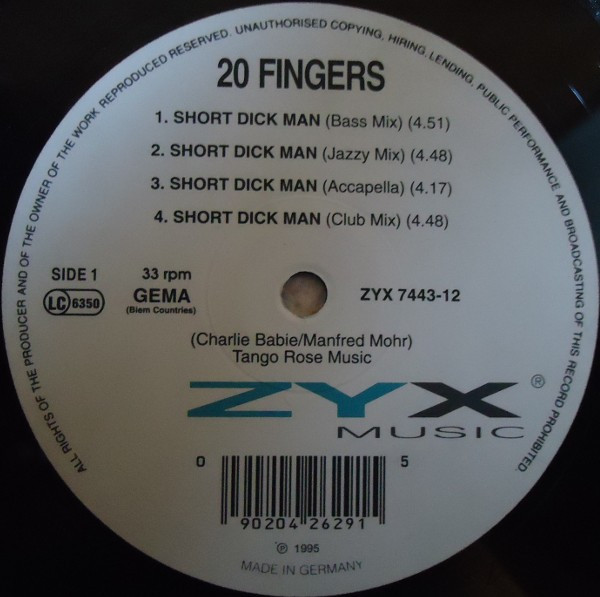 20 Fingers - Short Dick Man | ZYX Music (ZYX 7443-12) - main 20 Fingers - Short Dick Man | ZYX Music (ZYX 7443-12) - main