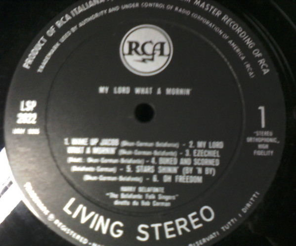 Harry Belafonte - My Lord What A Mornin' | RCA Italiana (LSP 2022) - 3 Harry Belafonte - My Lord What A Mornin' | RCA Italiana (LSP 2022) - 3