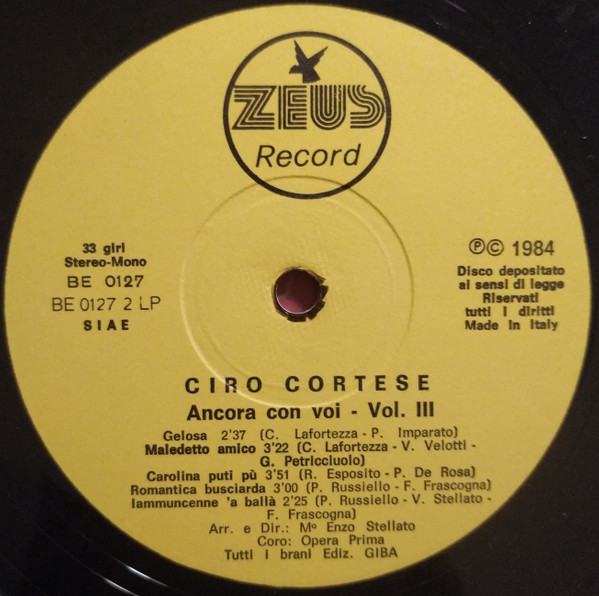 Ciro Cortese - Ancora Con Voi Volume 3 | Zeus Record (BE 0127) - 4 Ciro Cortese - Ancora Con Voi Volume 3 | Zeus Record (BE 0127) - 4