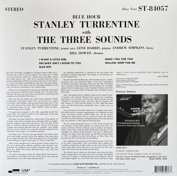 Stanley Turrentine With The Three Sounds - Blue Hour | UMe (5832036) - 2