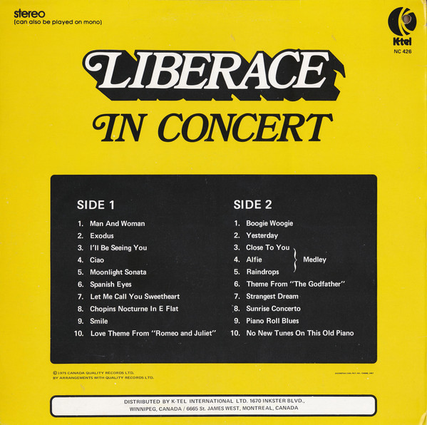 Liberace - In Concert | K-Tel (NC 426) - 2 Liberace - In Concert | K-Tel (NC 426) - 2