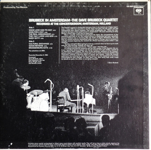 The Dave Brubeck Quartet - Brubeck In Amsterdam | Columbia (CS 9897) - 2
