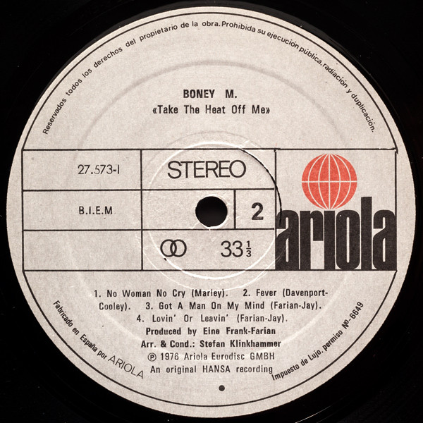 Boney M. - Take The Heat Off Me | Ariola (27.573-I) - 4 Boney M. - Take The Heat Off Me | Ariola (27.573-I) - 4