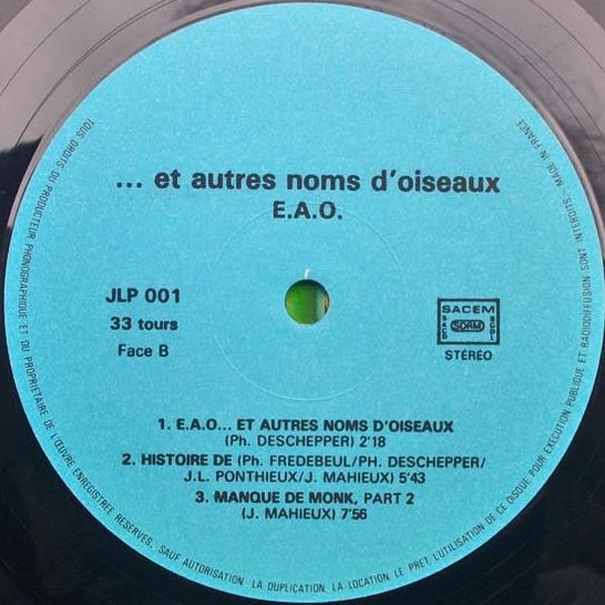 Philippe Deschepper , Martin Fredebeul , Jacques Mahieux , Jean-Luc Ponthieux - E.A.O. | Not On Label (J-L-P 001) - 4 Philippe Deschepper , Martin Fredebeul , Jacques Mahieux , Jean-Luc Ponthieux - E.A.O. | Not On Label (J-L-P 001) - 4