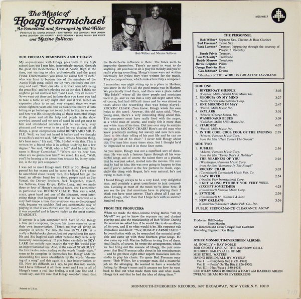 Bob Wilber And Maxine Sullivan - The Music Of Hoagy Carmichael | Monmouth Evergreen (MES/6917) - 2