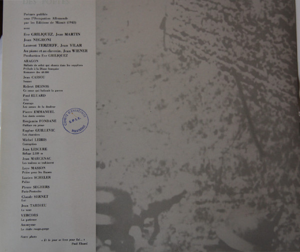 Eve Griliquez , Jean Martin , Jean Négroni , Laurent Terzieff , Jean Vilar , Jean Wiener - L'Honneur Des Poètes | Le Chant Du Monde (LDX - S - 6027) - 3 Eve Griliquez , Jean Martin , Jean Négroni , Laurent Terzieff , Jean Vilar , Jean Wiener - L'Honneur Des Poètes | Le Chant Du Monde (LDX - S - 6027) - 3