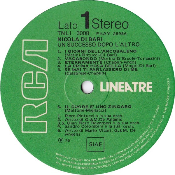 Nicola Di Bari - Un Successo Dopo L'Altro | RCA (TNL1 3008) - 3