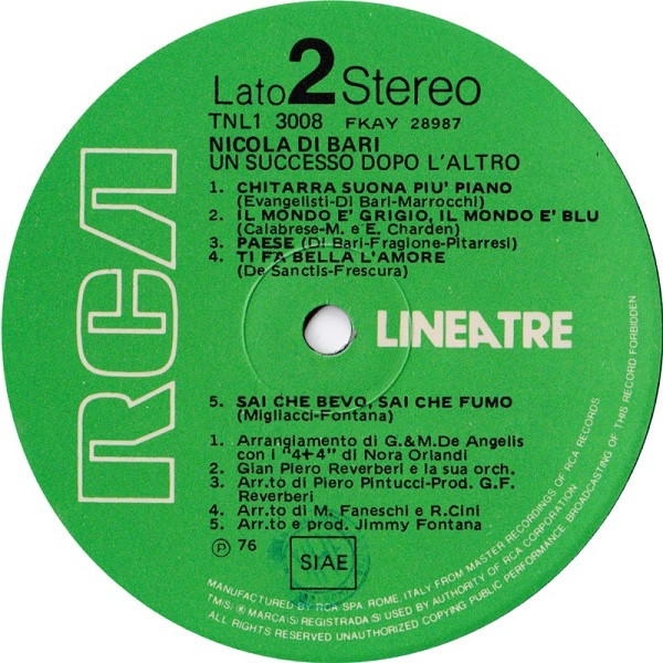 Nicola Di Bari - Un Successo Dopo L'Altro | RCA (TNL1 3008) - 4