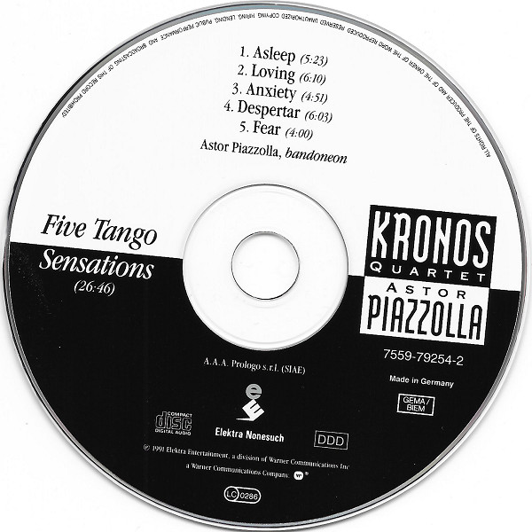 Kronos Quartet With Astor Piazzolla - Five Tango Sensations | Elektra Nonesuch (7559-79254-2) - 3